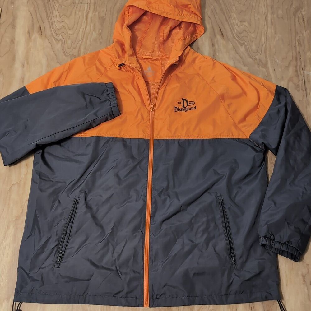 Walt Disney World Parks Men's XL Windbreaker Jacket‎ 1971 Orange Gray Full Zip